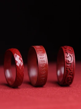 פנג שואי עושר טבעת מזל Buddhis להקת קמע טבעת לגברים נשים כינאבאר אדום טבעת כסף קמיע מזל טבעות מביאים מזל טוב.